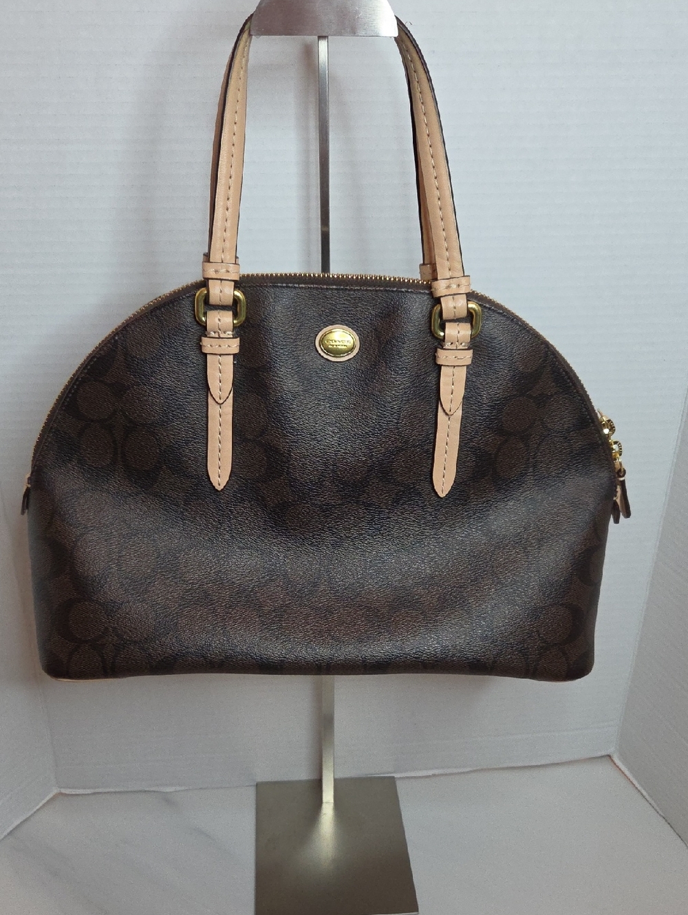 Coach Signature Peyton Cora Domed Leather Satchel - Style F26184